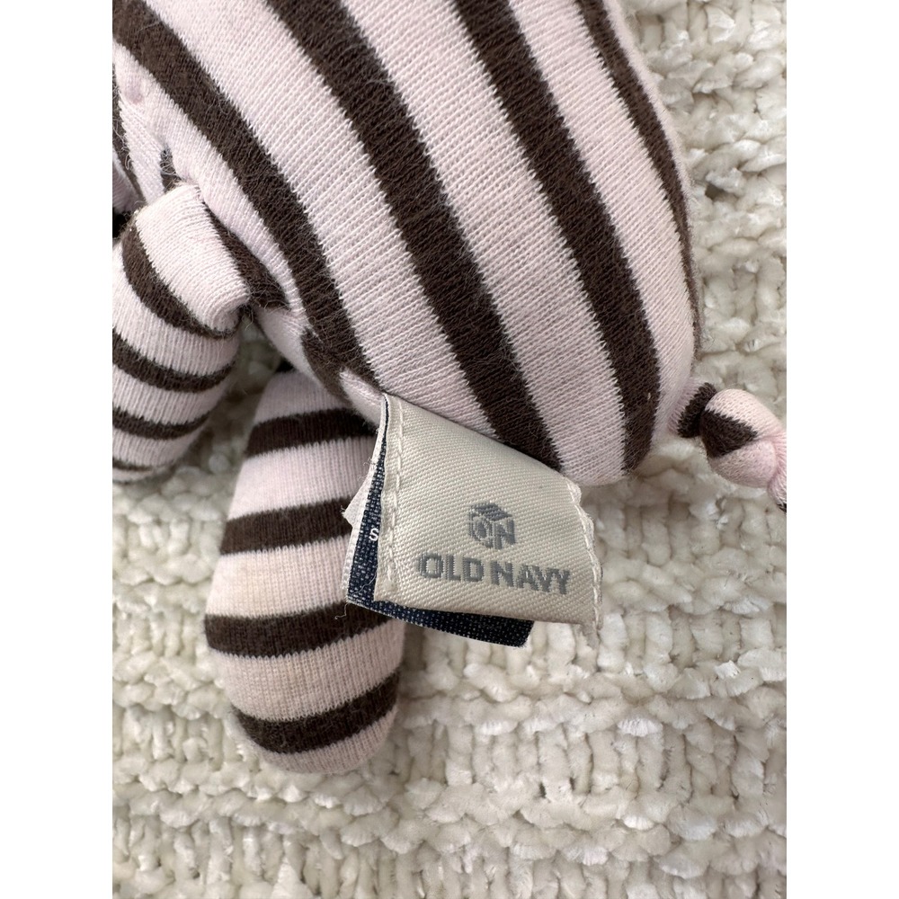 Old Navy Zebra Plush Pink Brown Striped Stuffed‎ Animal Lovey Kids Vintage 2009 - Picture 6 of 9